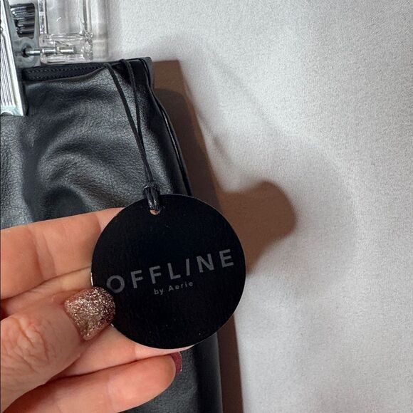 Aerie Offline Women’s Black Real Luxe Faux Leather High Waist Leggings. Size Lg. - Picture 6 of 9